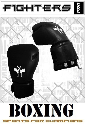 FIGHTERS - Guantes de boxeo con pesas / Negro / 16oz 