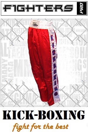 FIGHT-FIT - Pantaloni da Kickboxing / Raso / Rosso / Small