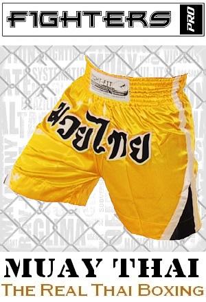 FIGHTERS - Shorts de Muay Thai / Jaune / Large