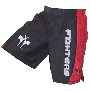 FIGHTERS - Panatalones Cortos de MMA / Cage / Negro-Rojo / XL