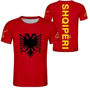 FIGHTERS - T-Shirt / Albanien-Shqipëri / Rot-Gelb / Medium