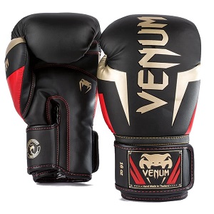 Venum - Guantes Boxeo / Elite / Negro-Oro-Rojo / 10 oz